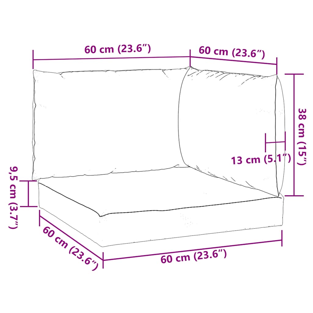 Coussin de palette 3 pièces. Tissu rouge mélangé