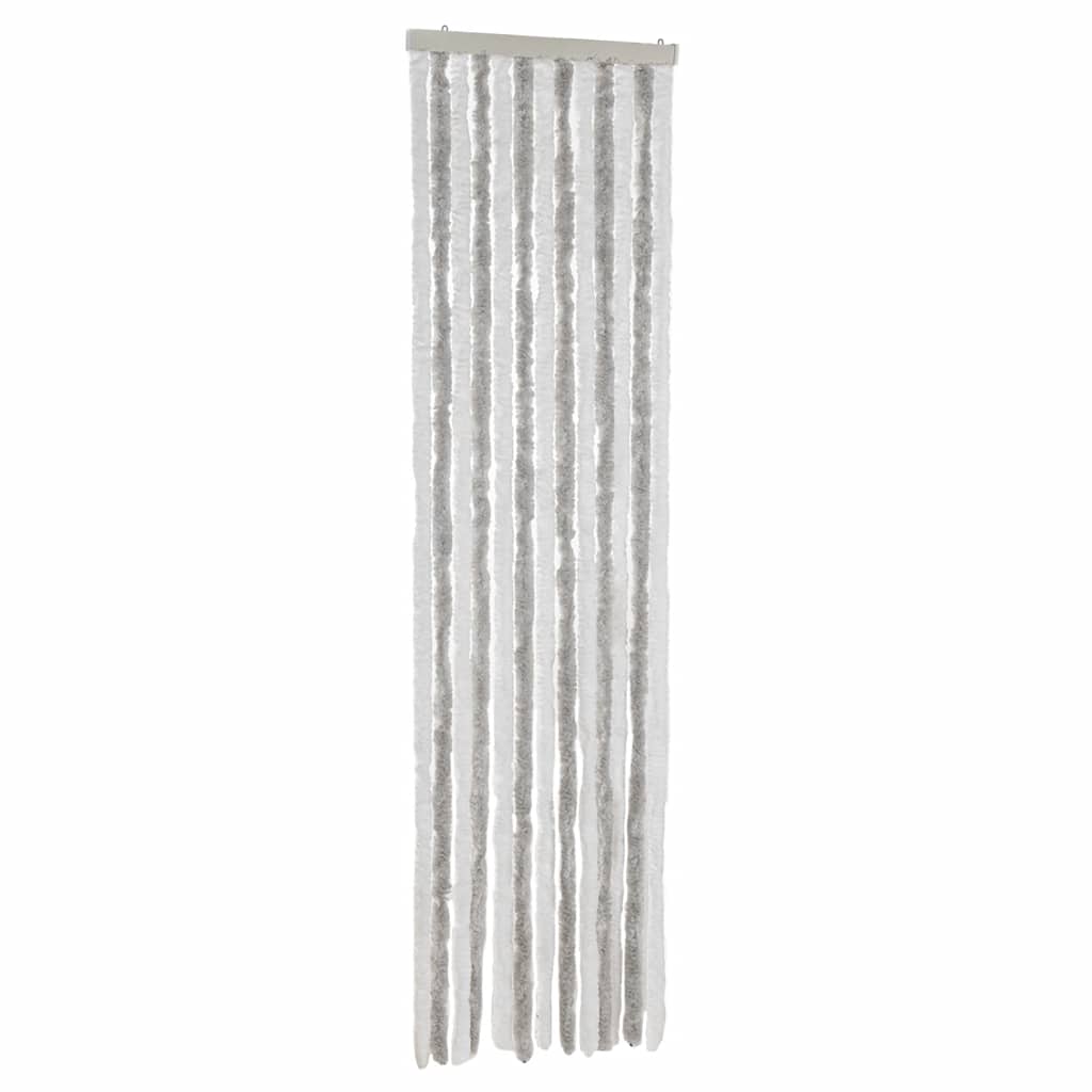 Rideau de porte moustiquaire gris clair et blanc 56x185 cm chenille