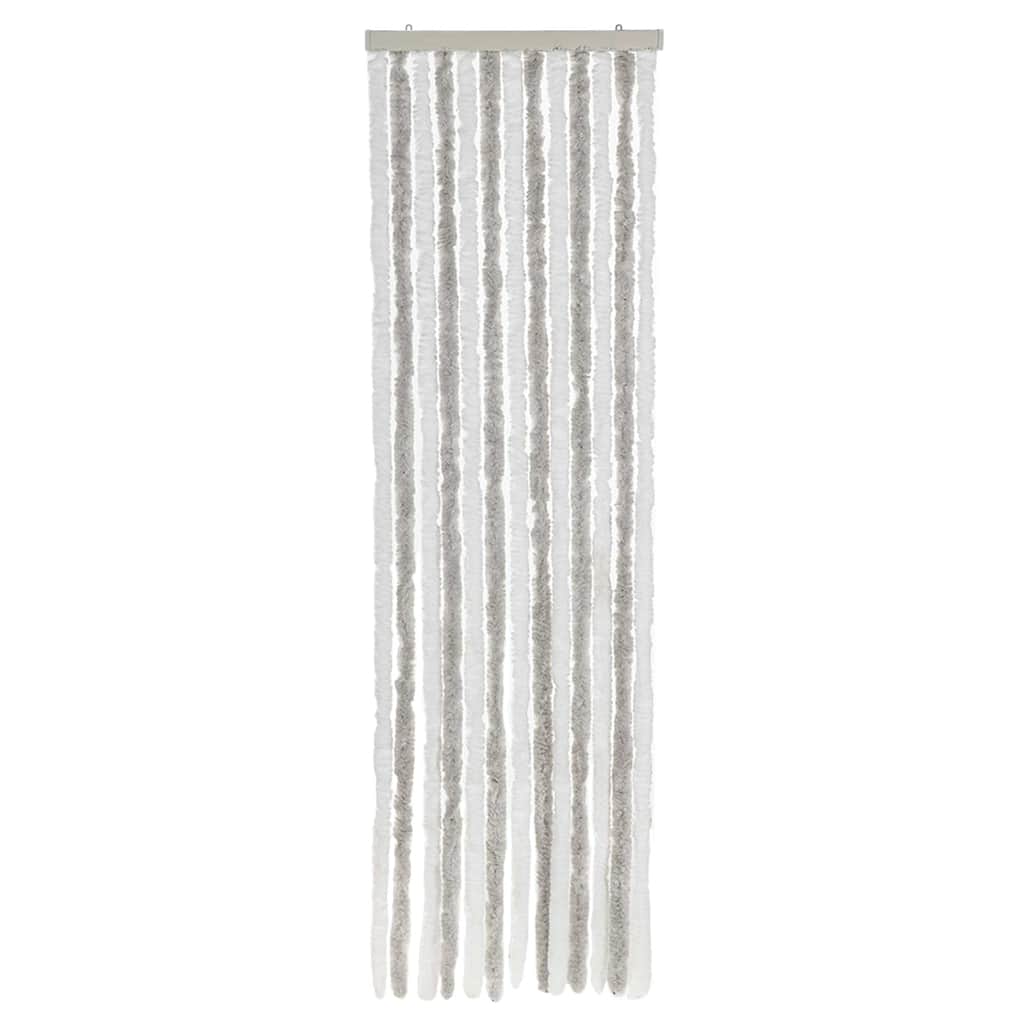 Rideau de porte moustiquaire gris clair et blanc 56x185 cm chenille