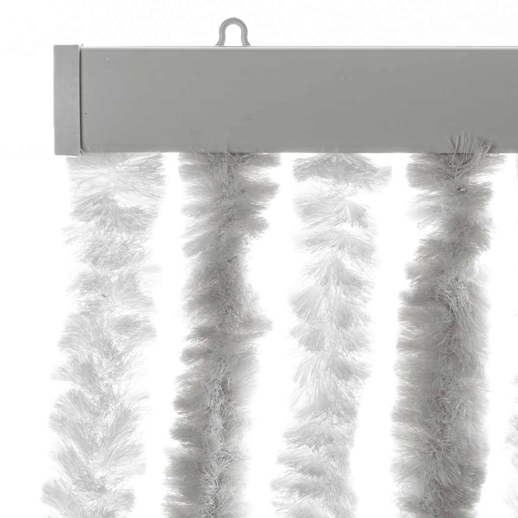 Rideau de porte moustiquaire gris clair et blanc 56x185 cm chenille
