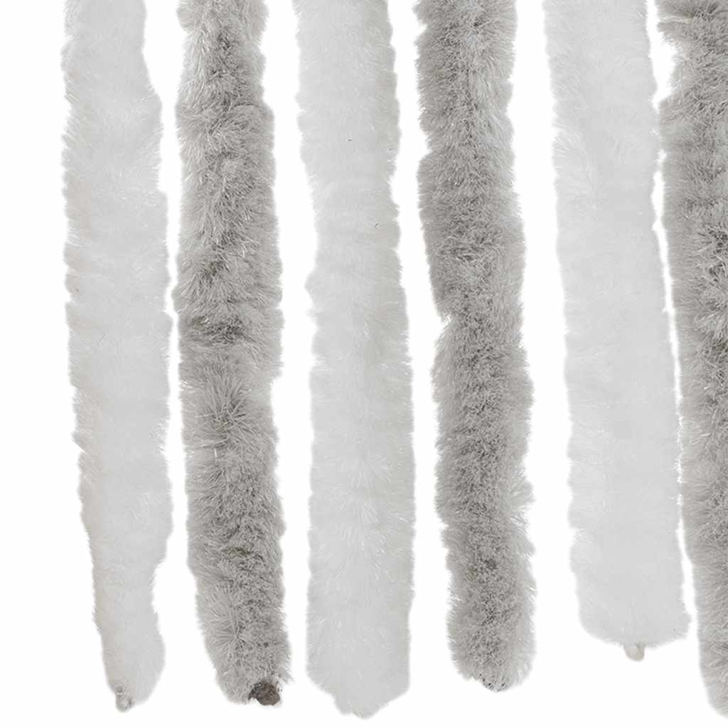 Rideau de porte moustiquaire gris clair et blanc 56x185 cm chenille