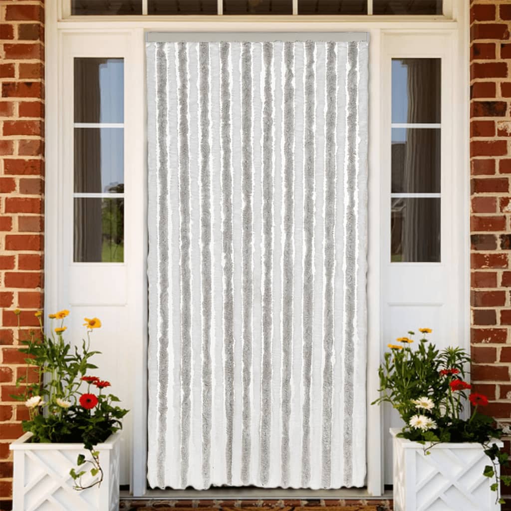 Fly Screen Curtain Light Grey and White 90x200 cm Chenille