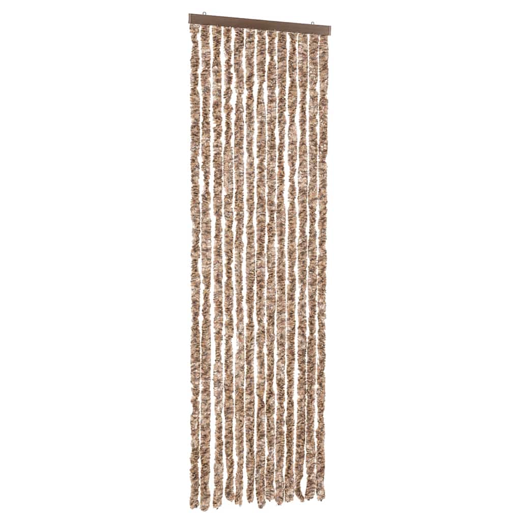 Rideau de porte anti-mouches Beige et Marron foncé 56x185 cm Chenille