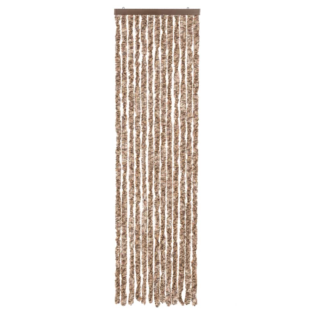 Rideau de porte anti-mouches Beige et Marron foncé 56x185 cm Chenille