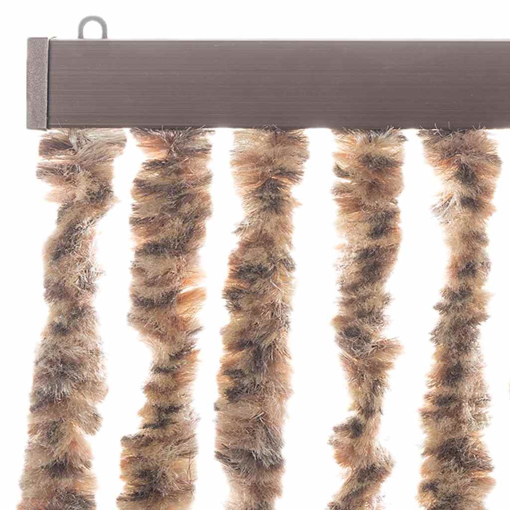 Rideau de porte anti-mouches Beige et Marron foncé 56x185 cm Chenille