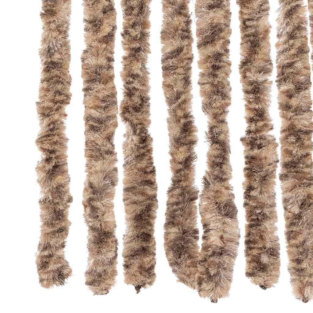 Rideau de porte anti-mouches Beige et Marron foncé 56x185 cm Chenille
