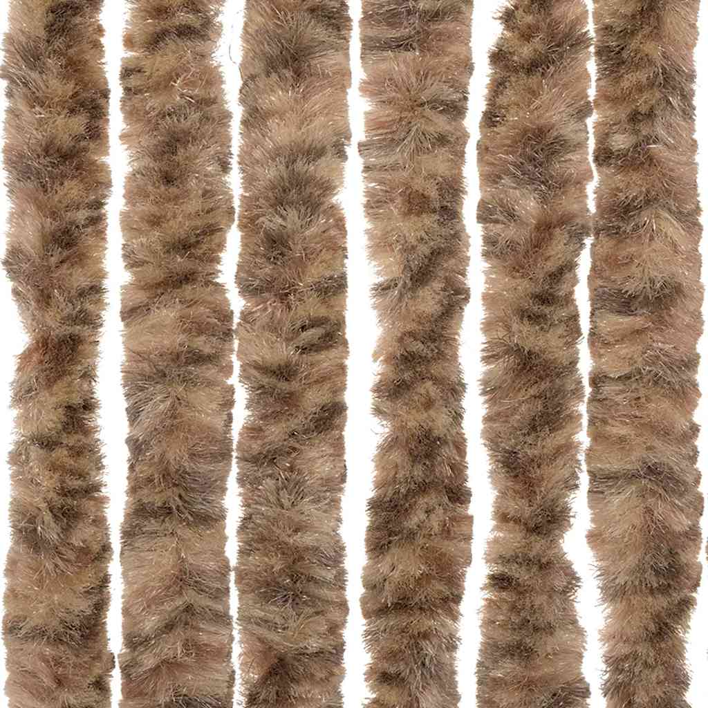Rideau de porte anti-mouches Beige et Marron foncé 56x185 cm Chenille