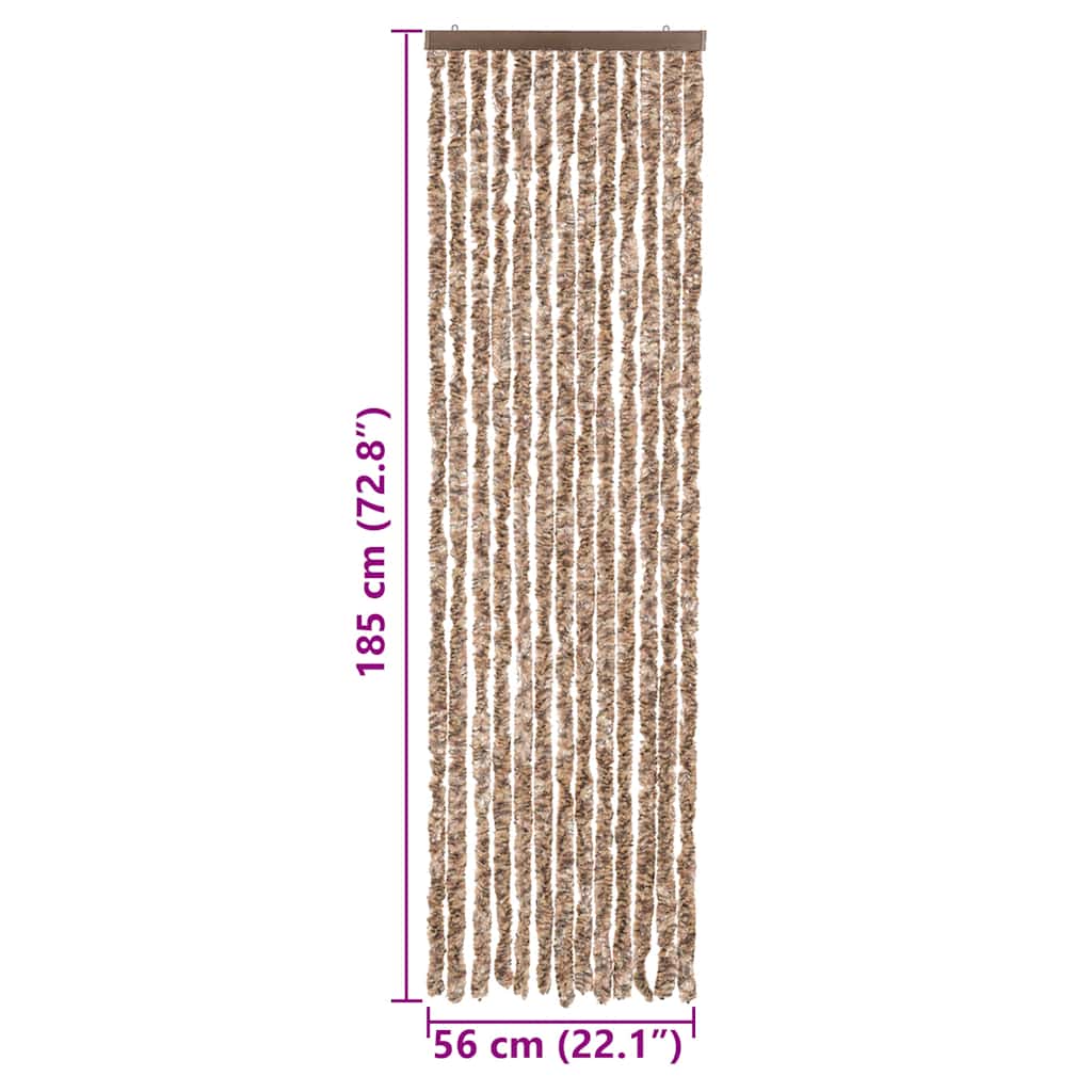 Rideau de porte anti-mouches Beige et Marron foncé 56x185 cm Chenille