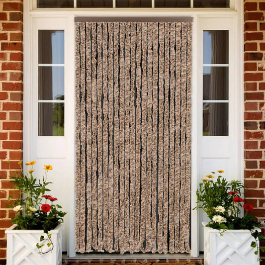 Fly Screen Beige and Dark Brown 90x200 cm Chenille