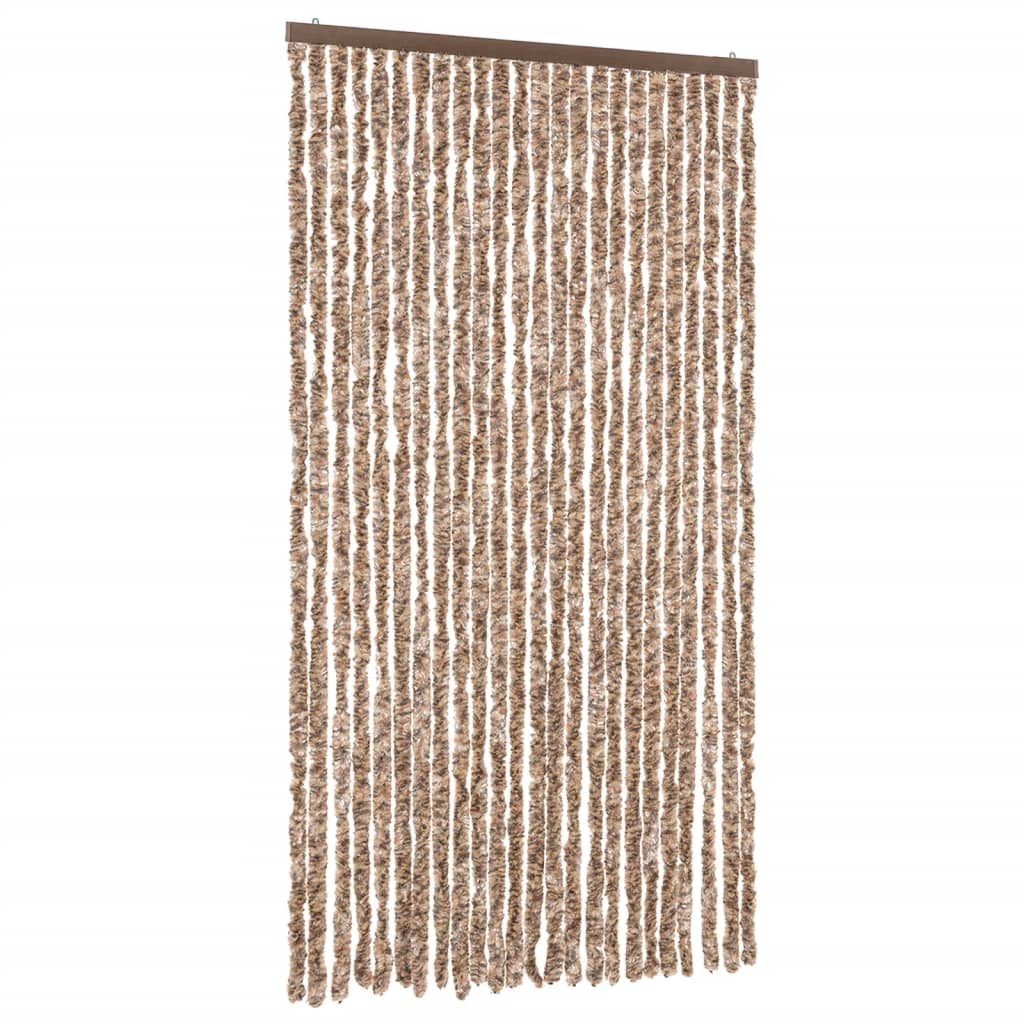 Rideau anti-mouches Beige et Marron foncé 100x220 cm Chenille