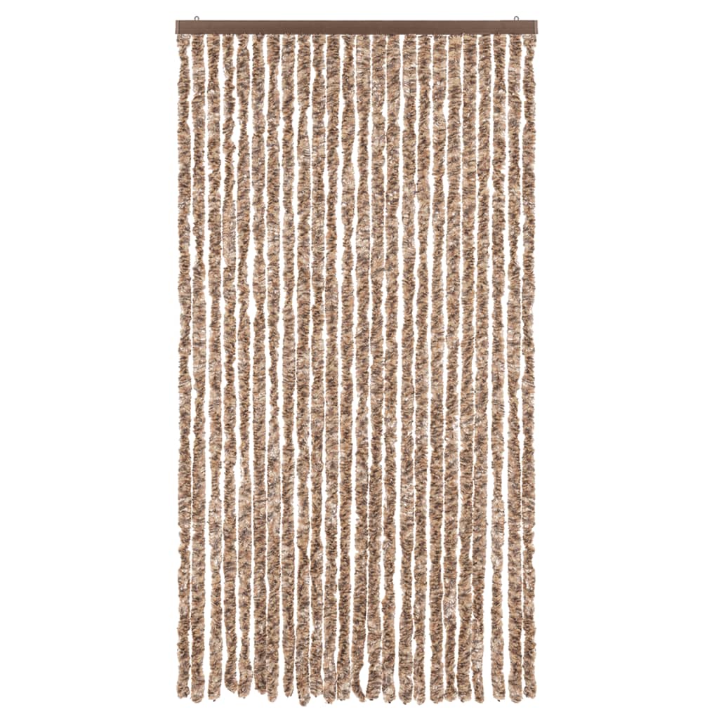 Rideau anti-mouches Beige et Marron foncé 100x220 cm Chenille