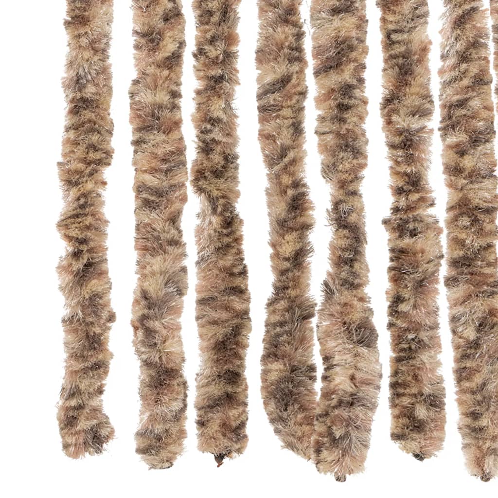 Rideau anti-mouches Beige et Marron foncé 100x220 cm Chenille