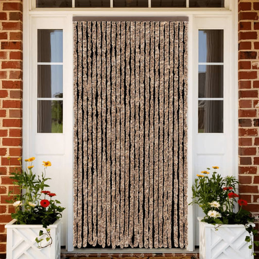 Fly Screen Beige and Dark Brown 100x220 cm Chenille