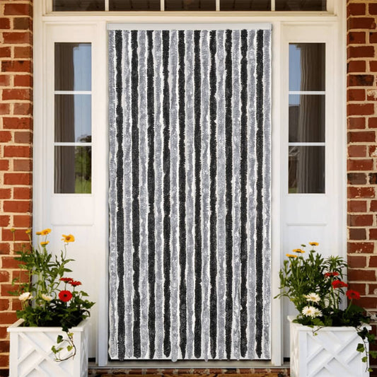 Fly Screen Curtain Grey and Black 90x220 cm Chenille