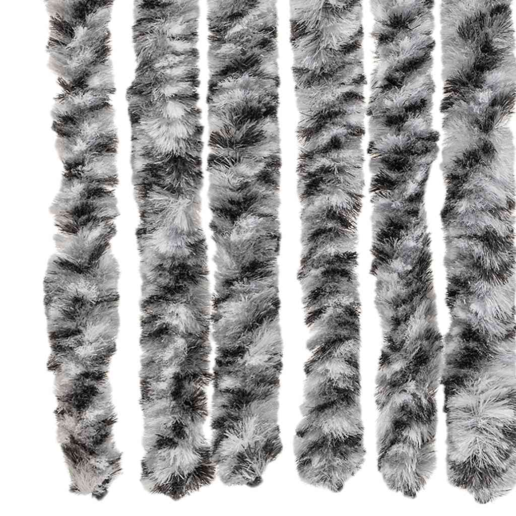 Grey, Black and White Chenille Fly Screen 56x200 cm