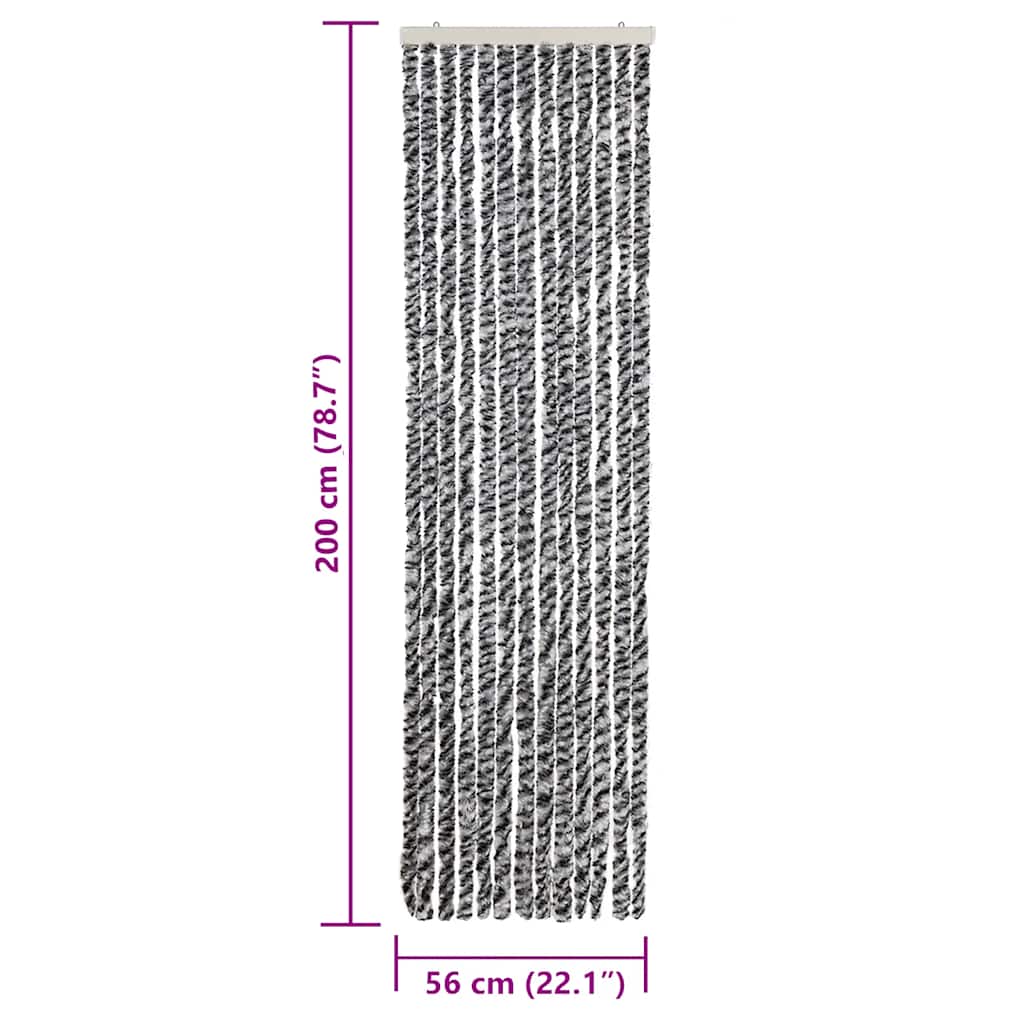 Grey, Black and White Chenille Fly Screen 56x200 cm
