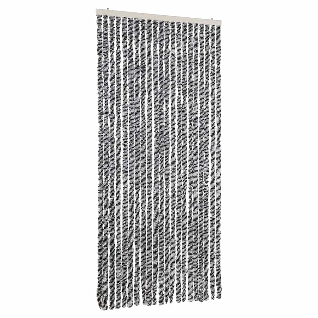 Moustiquaire de porte grise, noire et blanche 90x200 cm en chenille