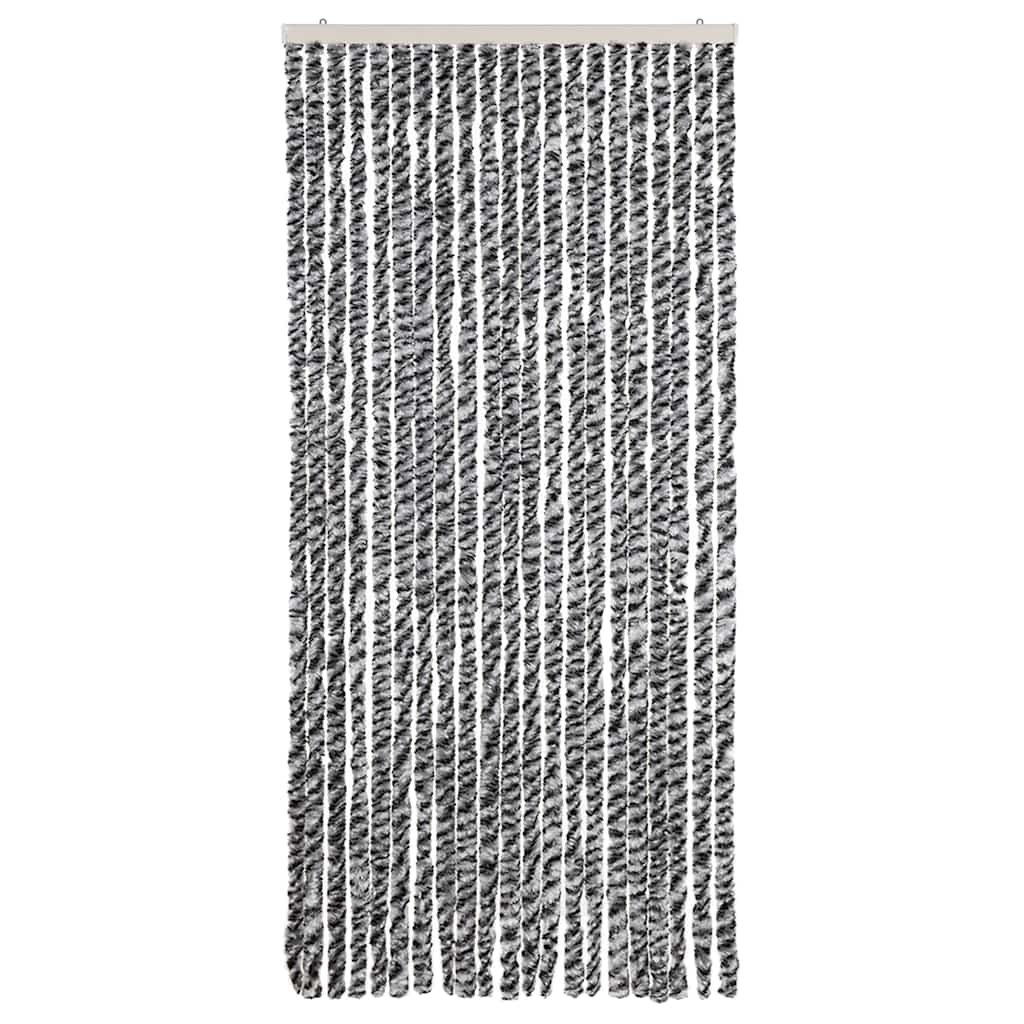 Moustiquaire de porte grise, noire et blanche 90x200 cm en chenille