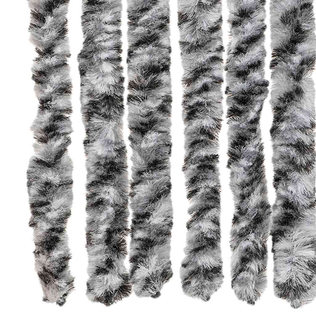 Moustiquaire de porte grise, noire et blanche 90x200 cm en chenille