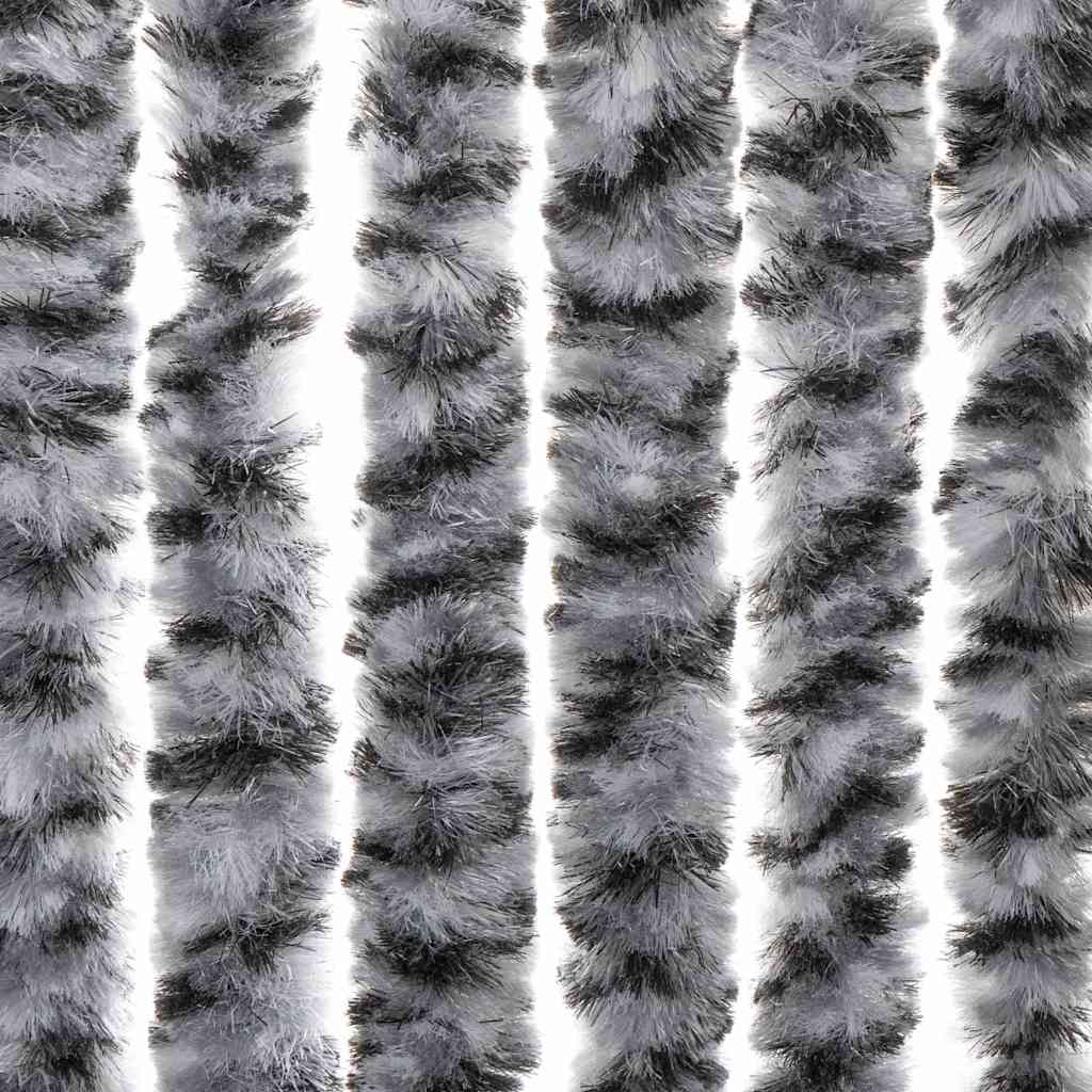 Moustiquaire de porte grise, noire et blanche 90x200 cm en chenille
