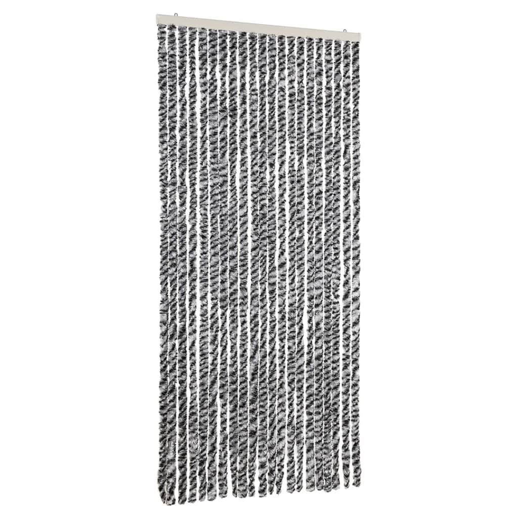 Rideau anti-mouches Gris, Noir et Blanc 90x220 cm Chenille