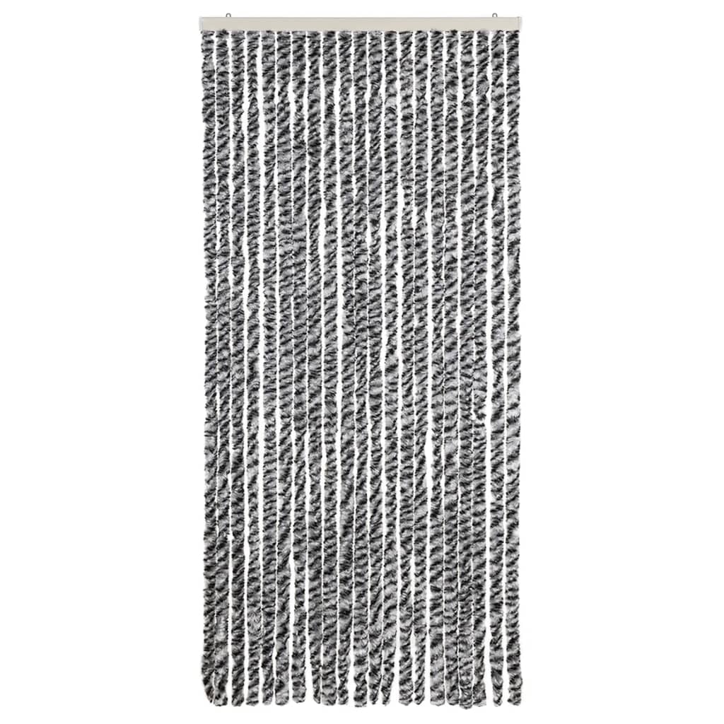 Rideau anti-mouches Gris, Noir et Blanc 90x220 cm Chenille
