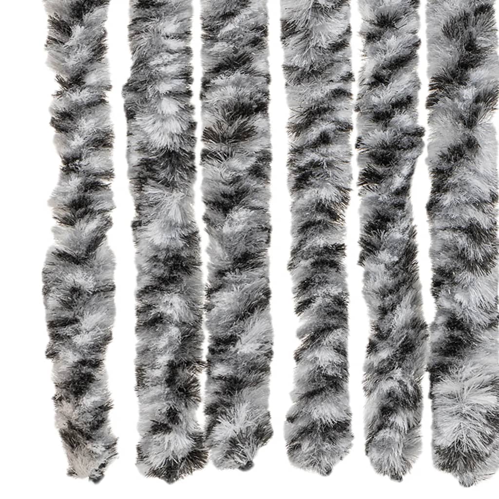 Rideau anti-mouches Gris, Noir et Blanc 90x220 cm Chenille