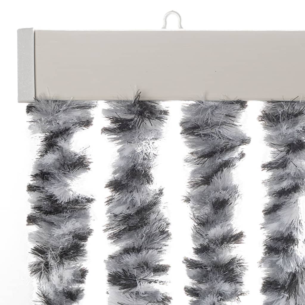 Rideau anti-mouches gris, noir et blanc 100x200 cm Chenille