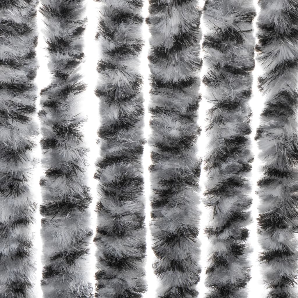 Rideau anti-mouches gris, noir et blanc 100x200 cm Chenille