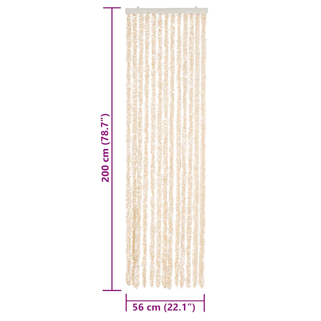 Fliegenvorhang Beige und Weiß 56x200 cm Chenille