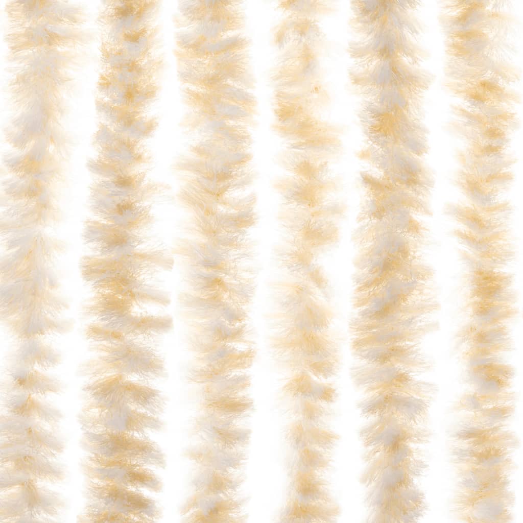 Rideau de porte anti-mouches Beige et Blanc 90x220 cm Chenille