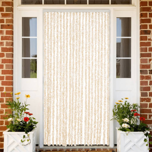 Fly Screen Curtain Beige and White 90x220 cm Chenille