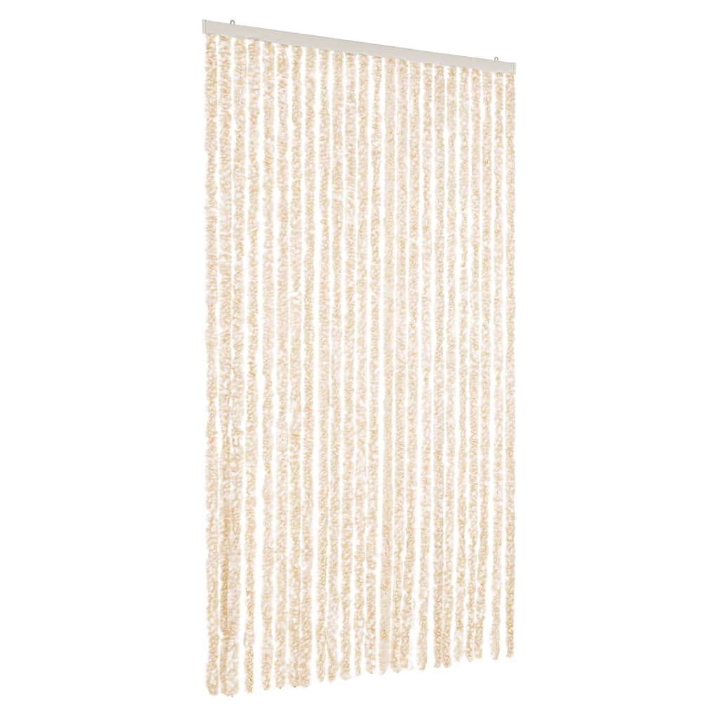 Rideau de porte moustiquaire beige et blanc 100x220 cm Chenille