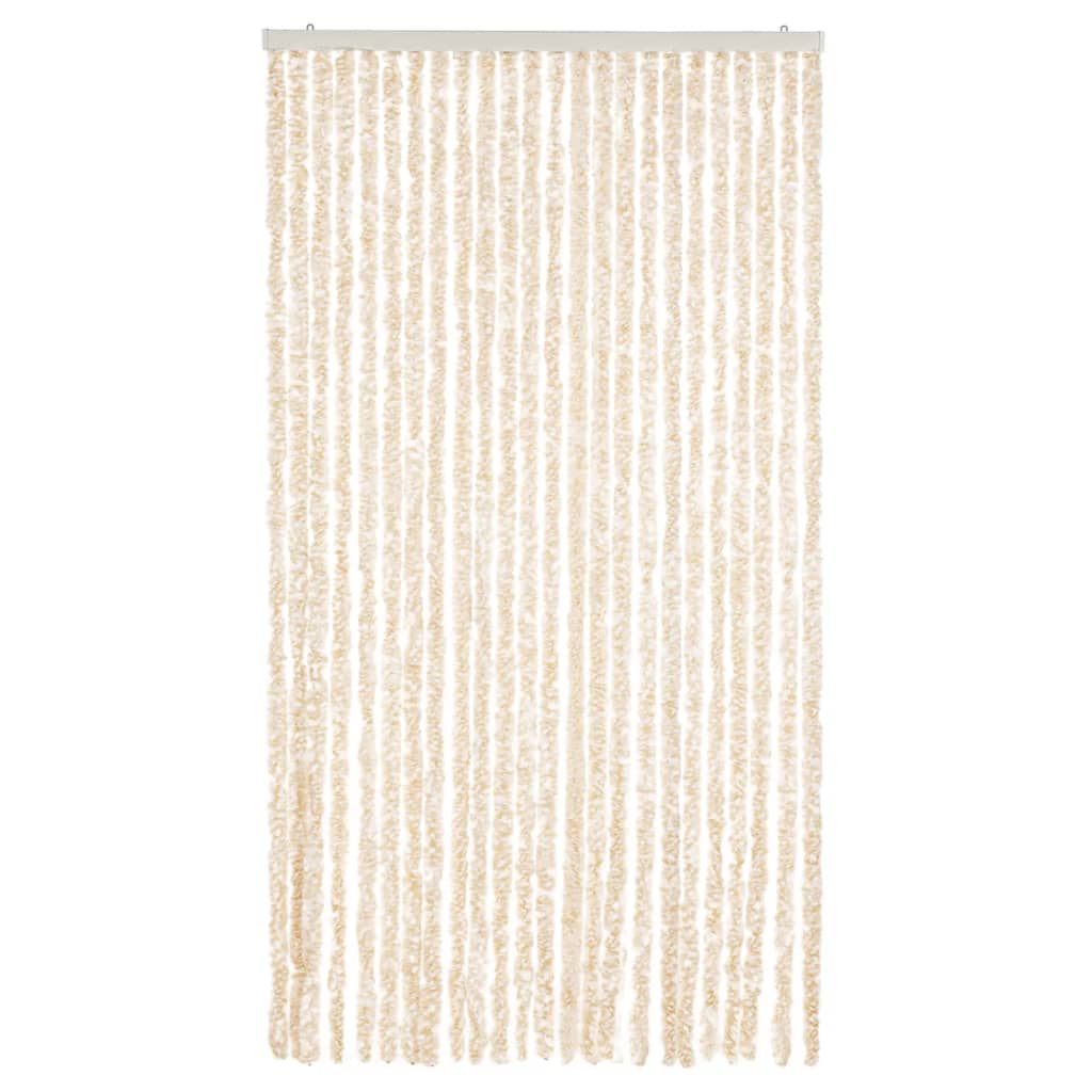 Rideau de porte moustiquaire beige et blanc 100x220 cm Chenille