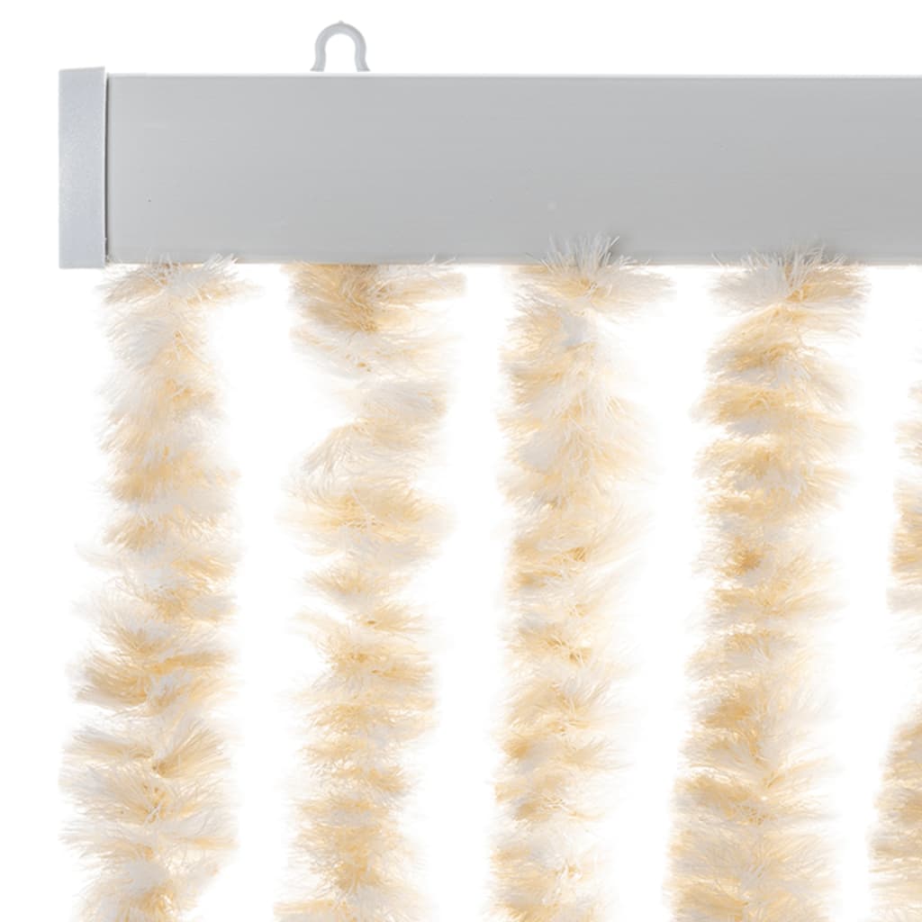 Rideau de porte moustiquaire beige et blanc 100x220 cm Chenille