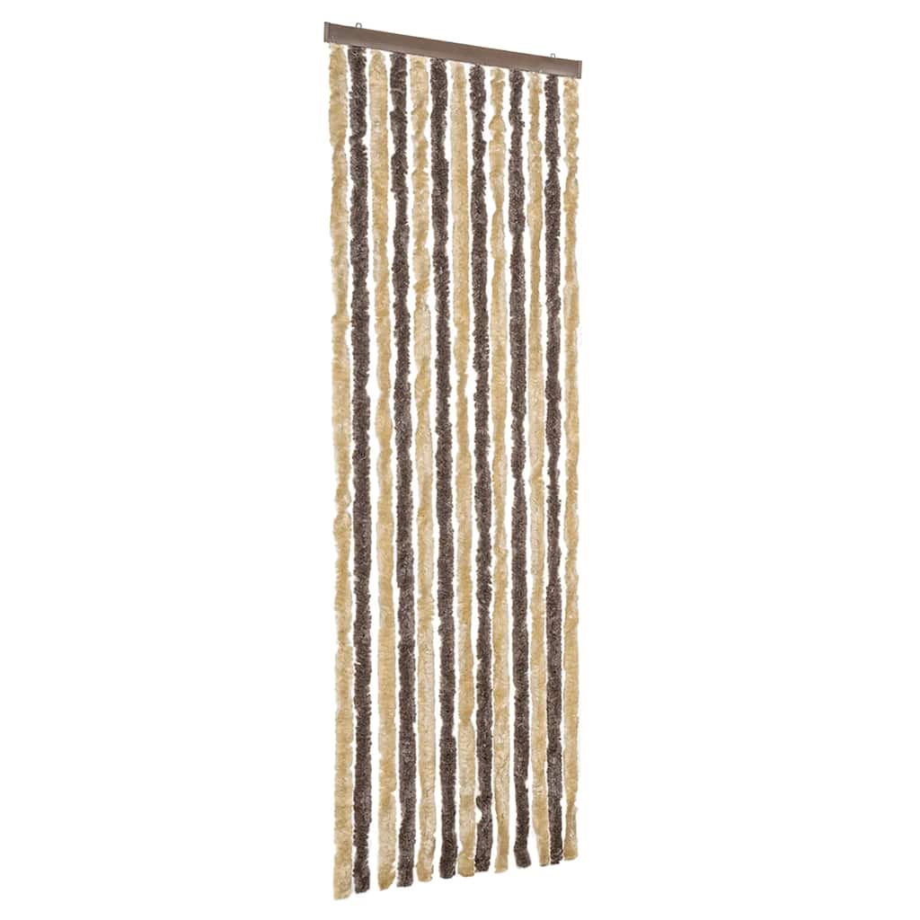 Fly Screen Curtain Dark Brown and Beige 56x200 cm Chenille