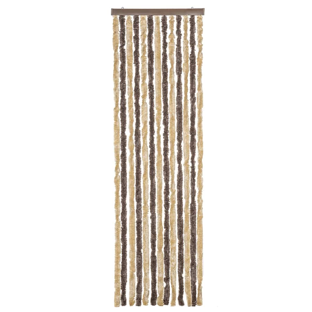 Fly Screen Curtain Dark Brown and Beige 56x200 cm Chenille
