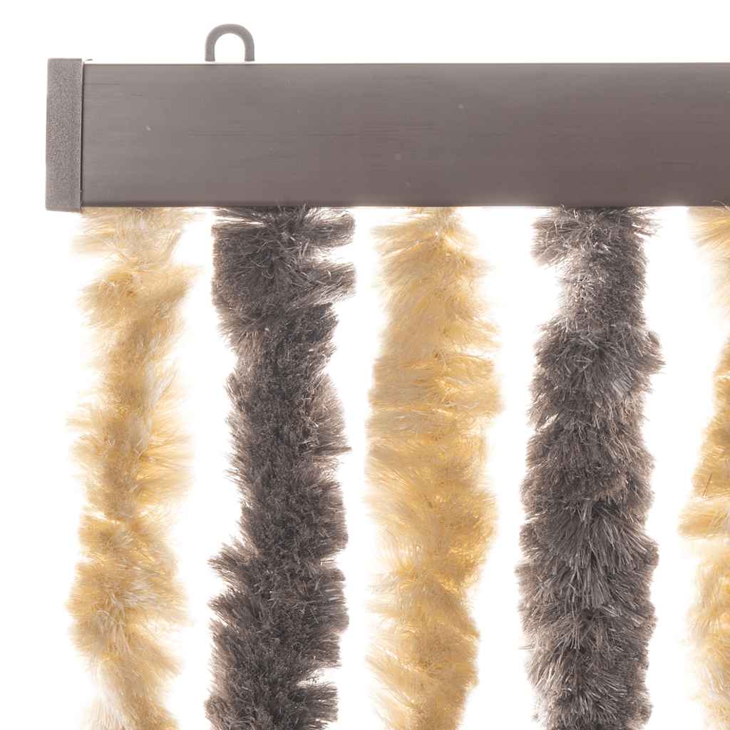Fly Screen Curtain Dark Brown and Beige 56x200 cm Chenille