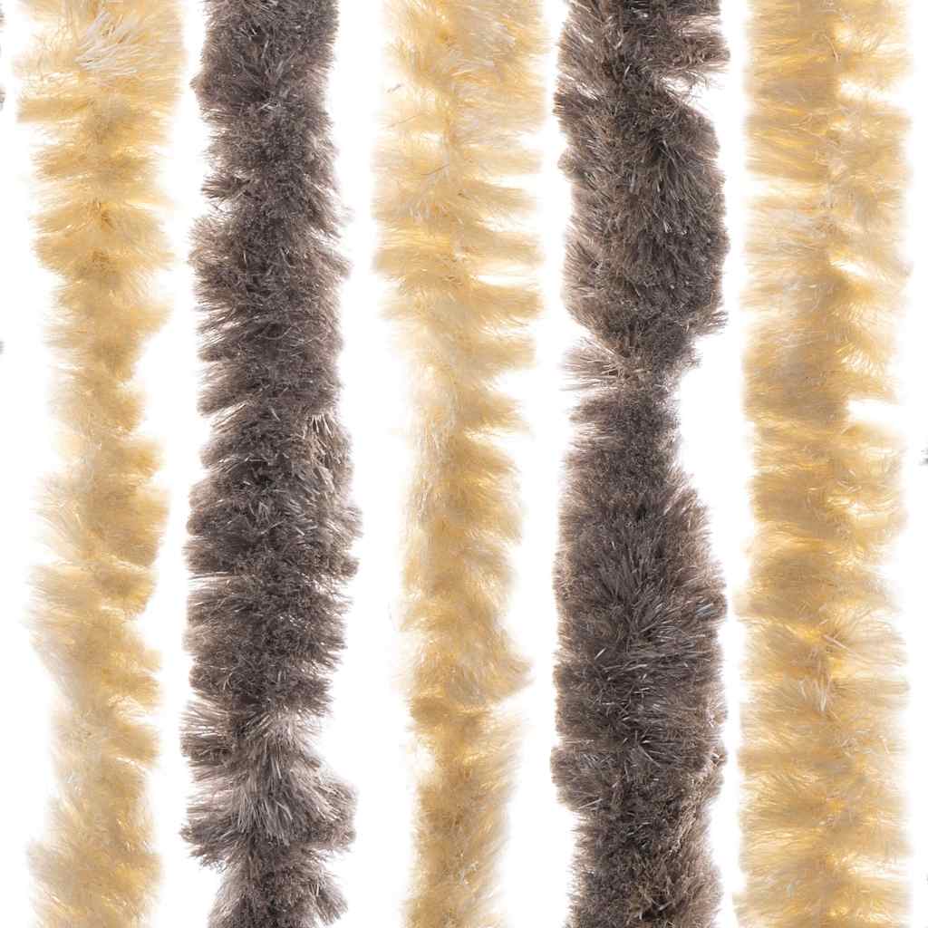 Fly Screen Curtain Dark Brown and Beige 56x200 cm Chenille