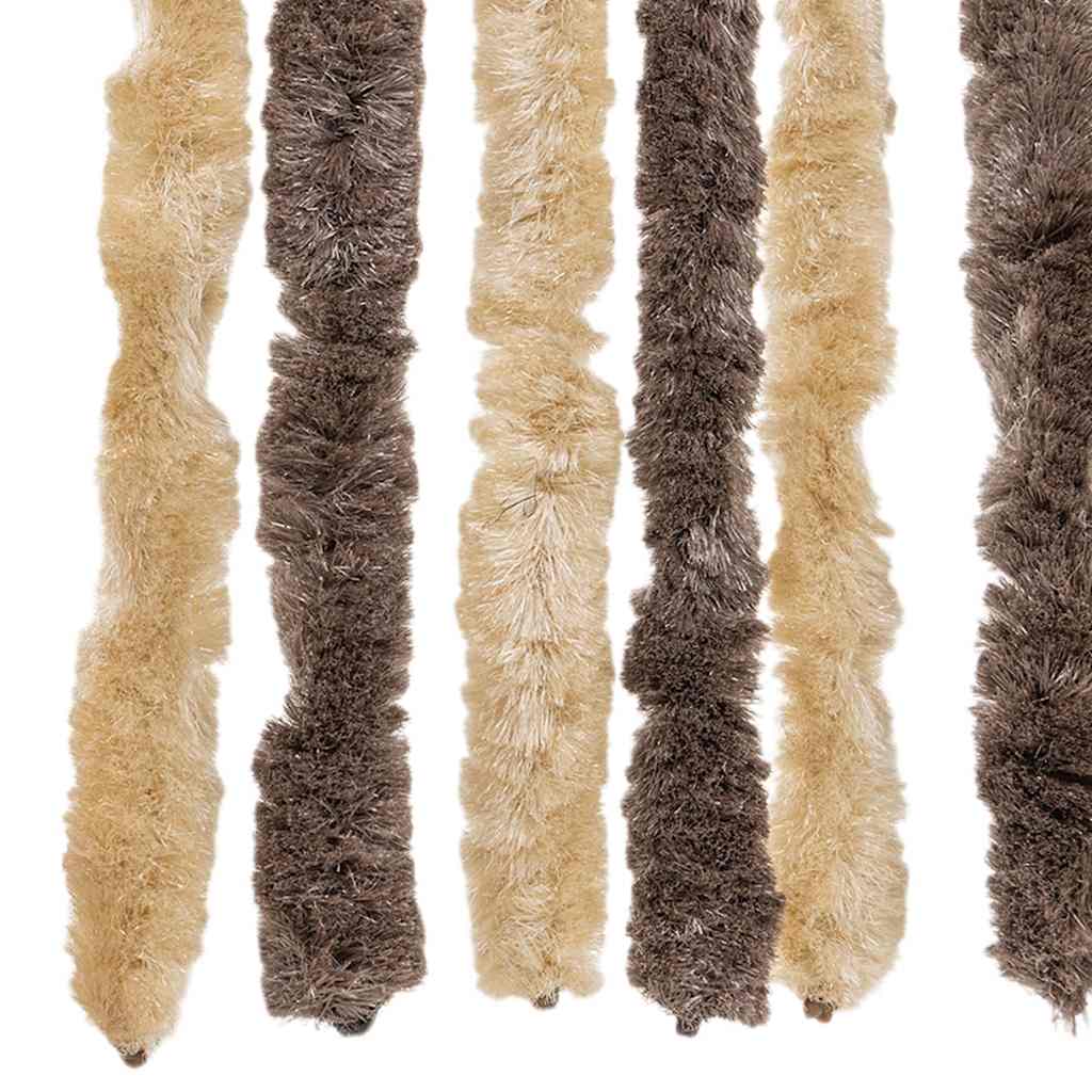 Fly Screen Curtain Dark Brown and Beige 56x200 cm Chenille