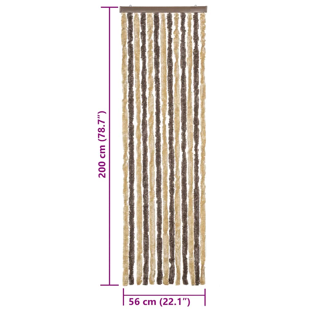 Fly Screen Curtain Dark Brown and Beige 56x200 cm Chenille