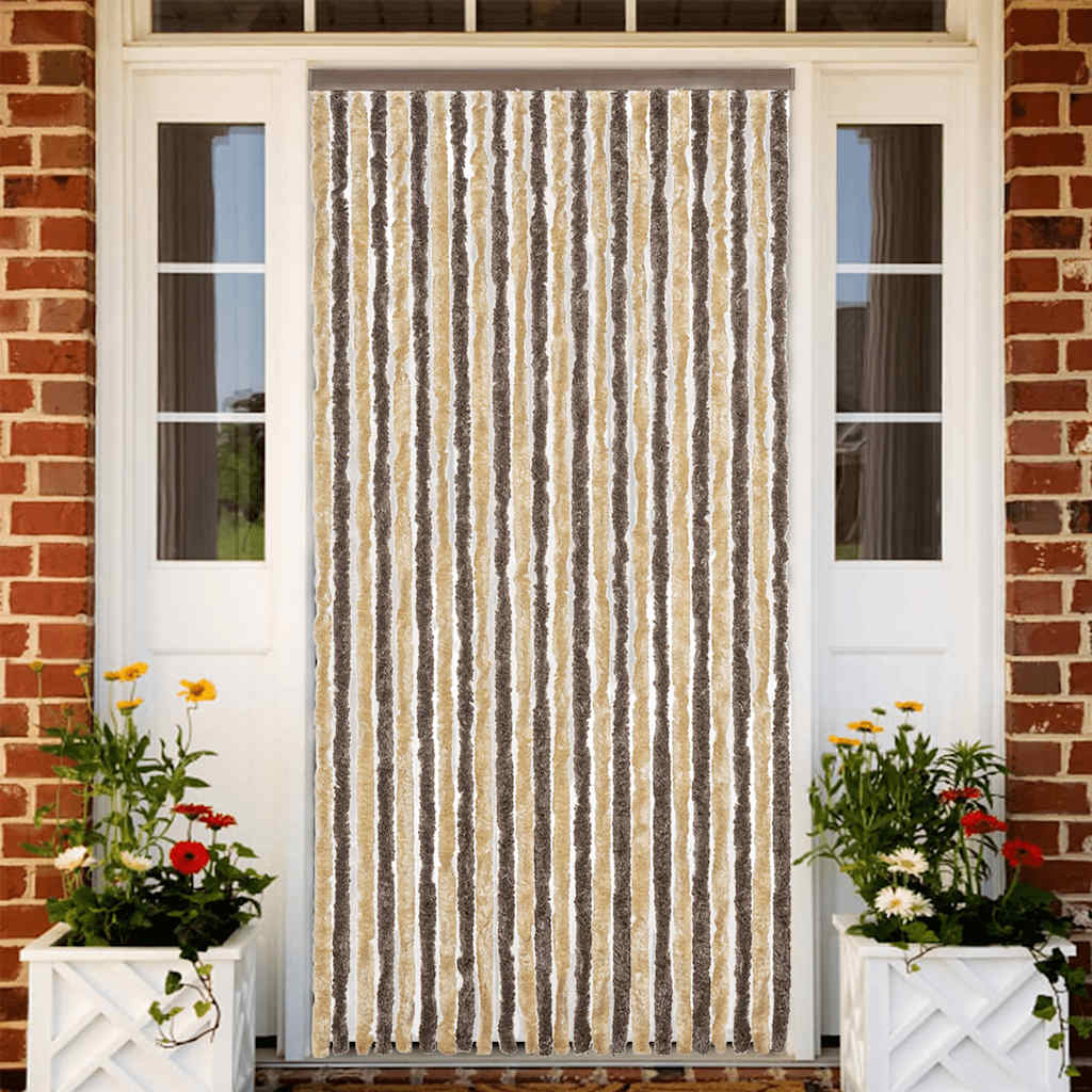 Fly Screen Dark Brown and Beige 100x220 cm Chenille