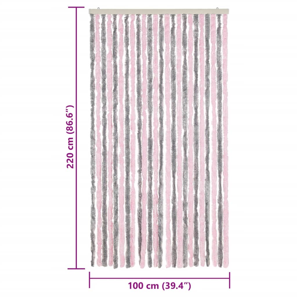 Fly Screen Silver Grey and Pink 100x220 cm Chenille