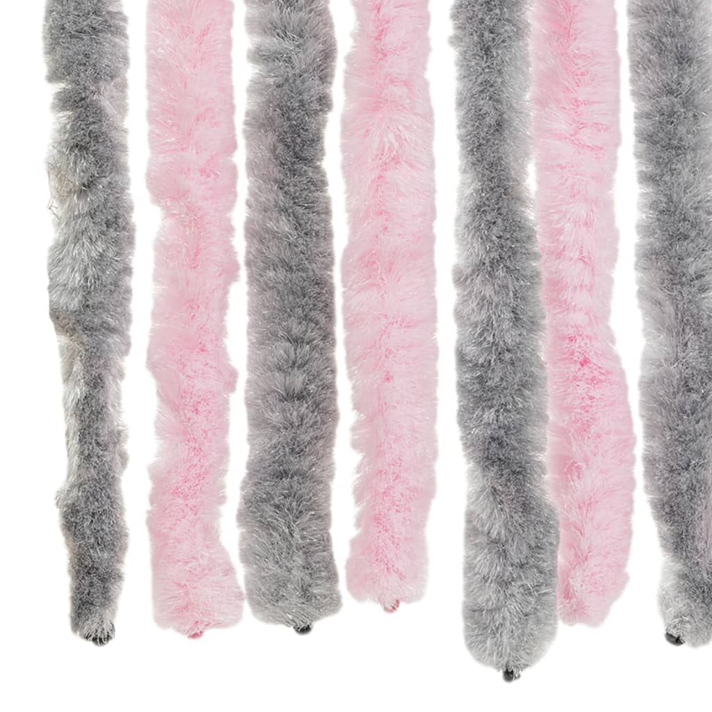 Fly Screen Silver Gray and Pink 100x230 cm Chenille