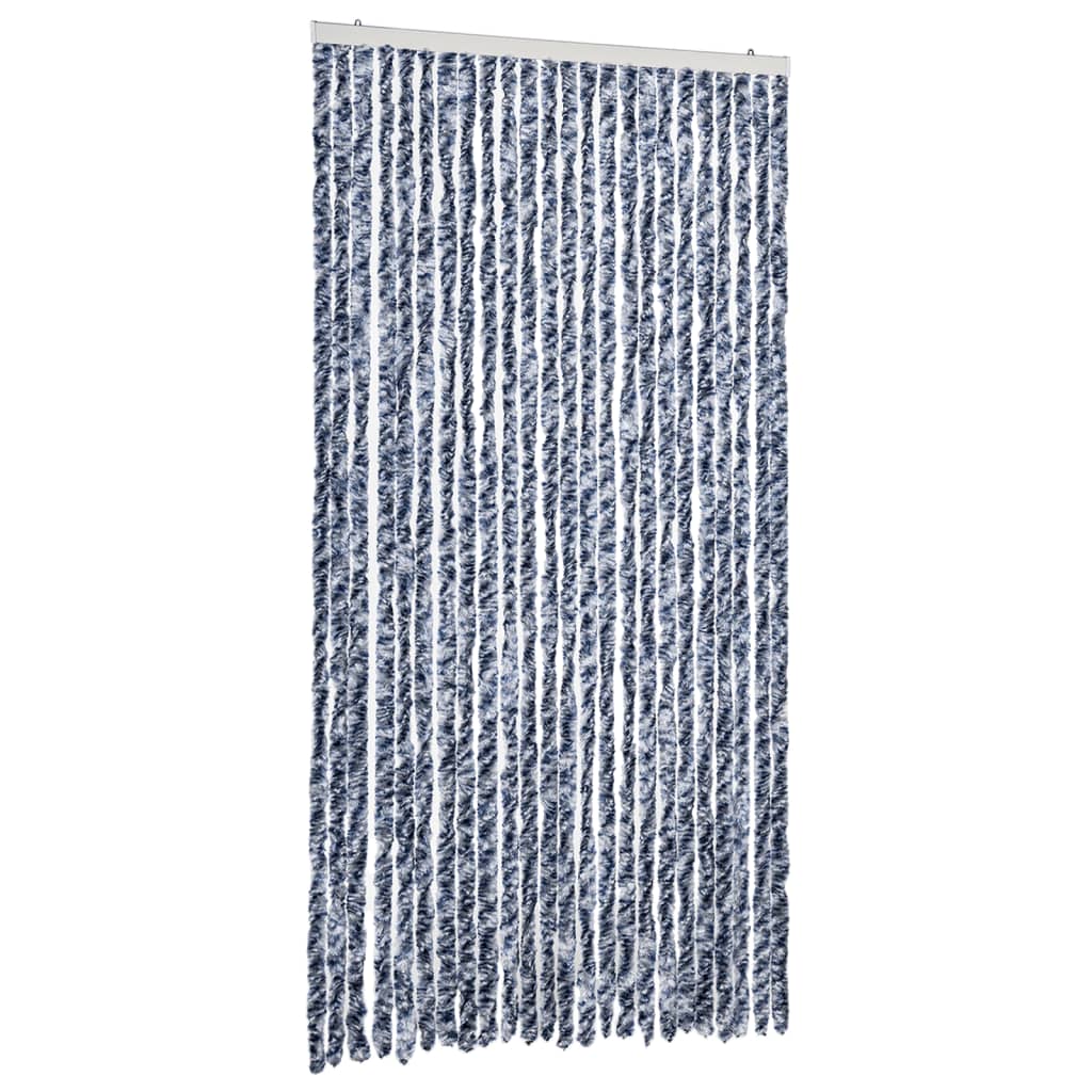 Rideau de porte anti-mouches bleu et blanc 100x200 cm chenille