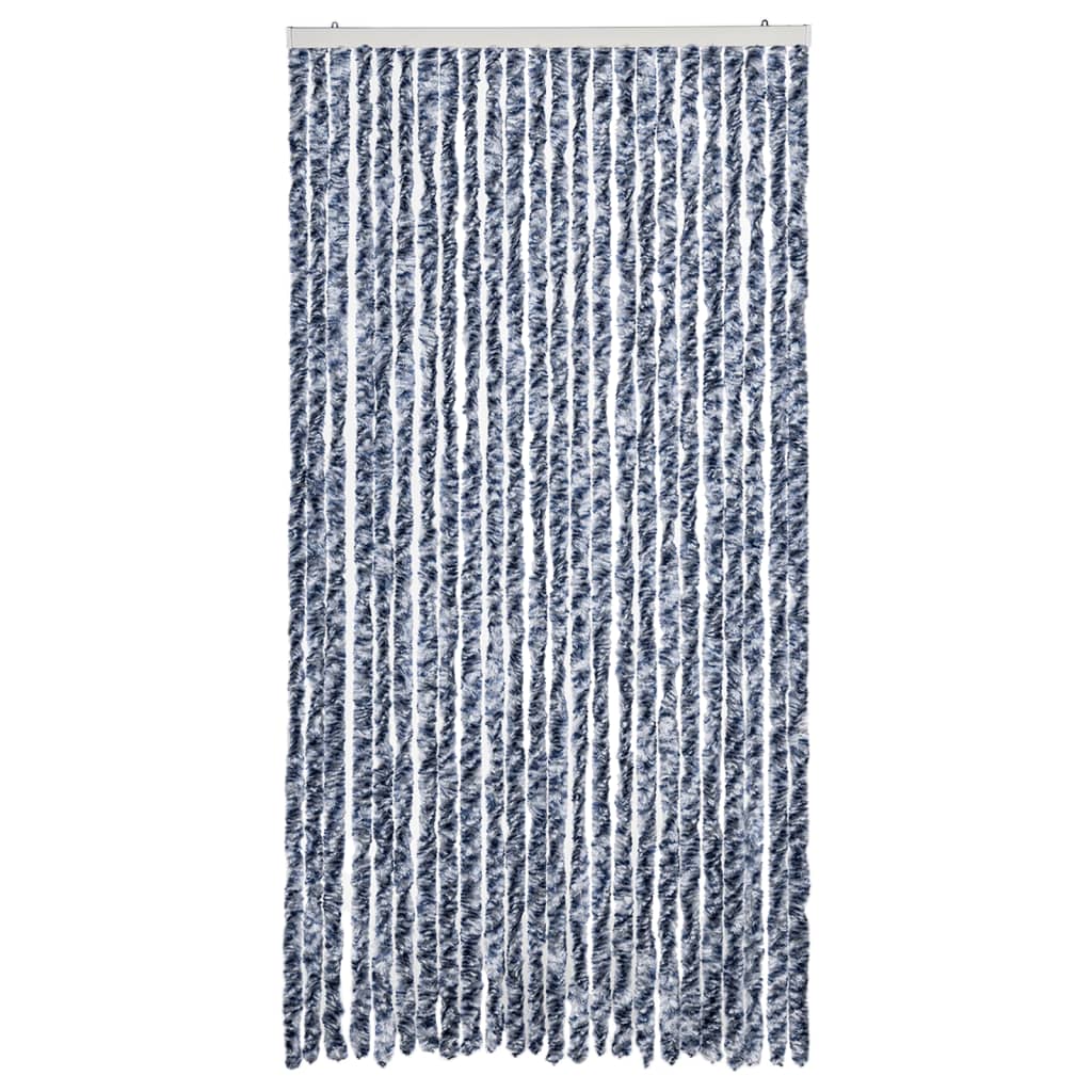 Rideau de porte anti-mouches bleu et blanc 100x200 cm chenille