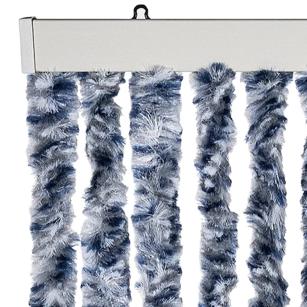 Rideau de porte anti-mouches bleu et blanc 100x200 cm chenille