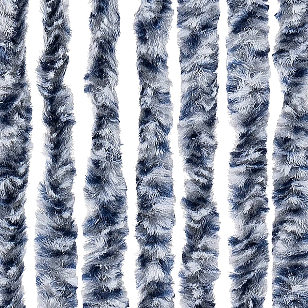 Rideau de porte anti-mouches bleu et blanc 100x200 cm chenille
