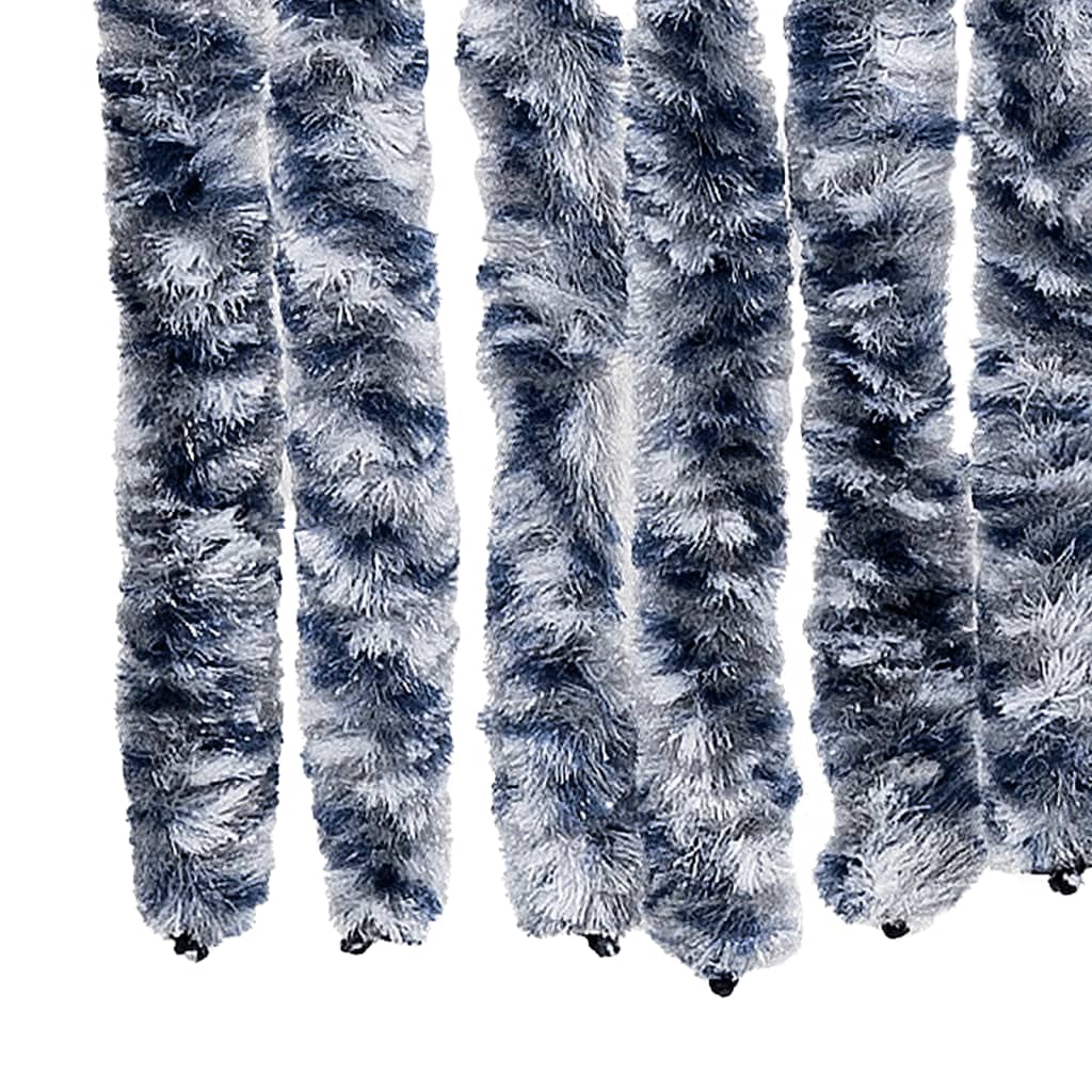 Rideau de porte anti-mouches bleu et blanc 100x200 cm chenille