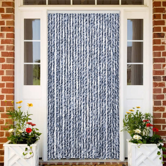 Fly Screen Curtain Blue and White 100x230 cm Chenille